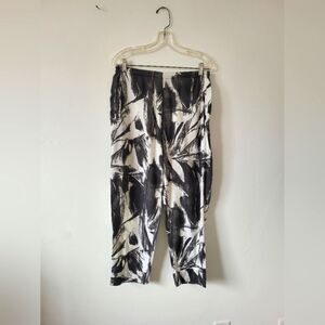 Elemente Clemente Capri Cotton Pants Abstract Artsy Art Deco Designer Preppy L